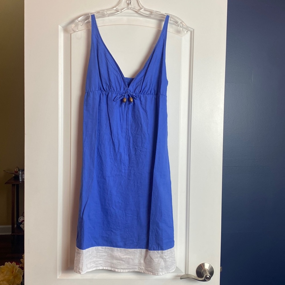 Tommy Bahama blue linen beach dress smacked back medium